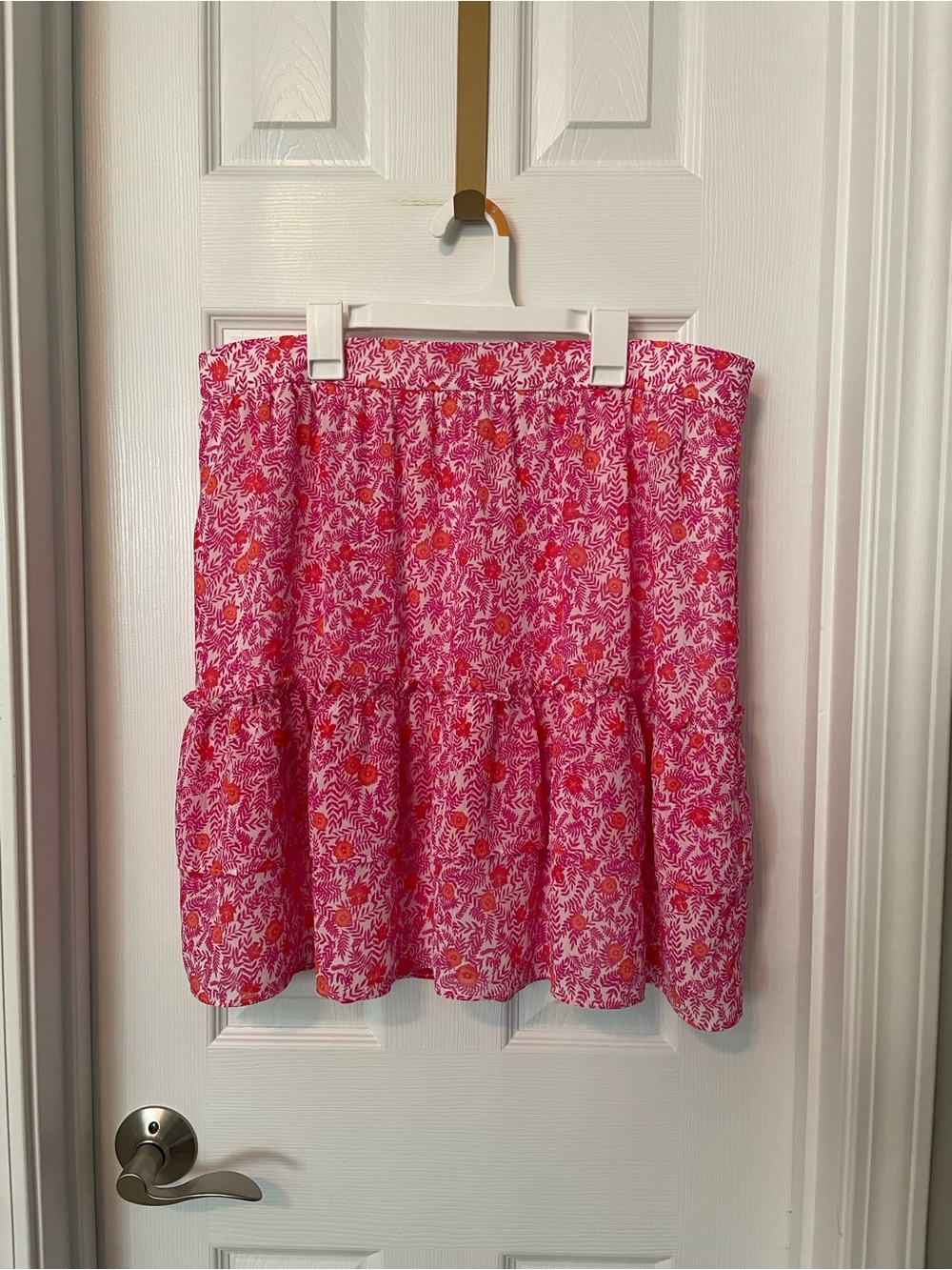 J. Crew Floral Tiered Ruffle Pull On Skirt